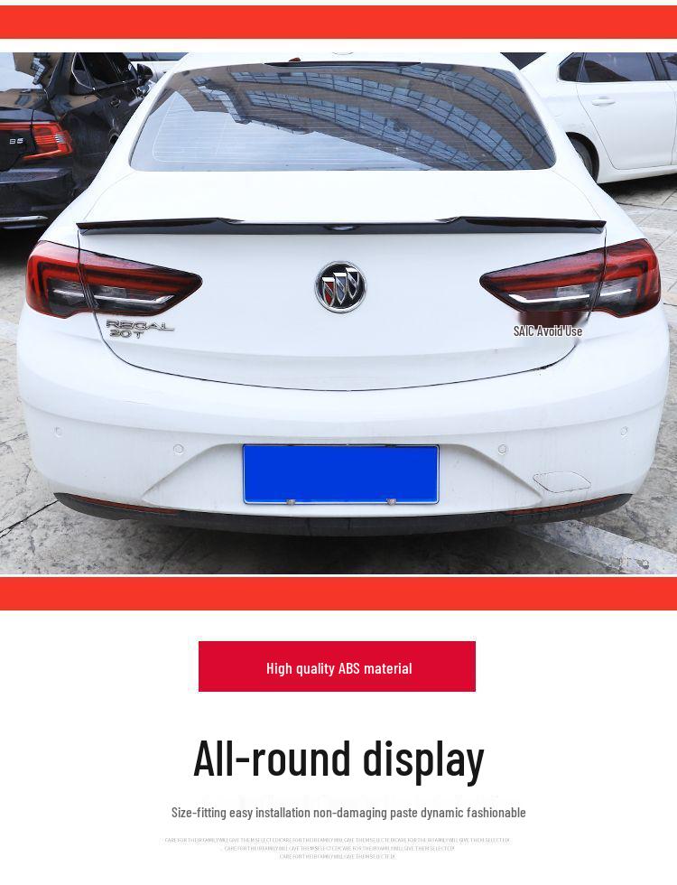 Painted Blade Style Rear Spoiler for Buick New Regal 17-24 Models - No-Drill Installation