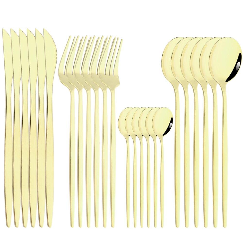 Mirror 24pcs Dinnerware Set Western Stainless Steel Cutlery Set Black Fork Spoon Silverware Set Knife Flatware Set Tableware Set