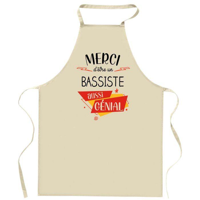 Tablier de cuisine - Bassiste Merci Génial - Impression Bretonne - Coton épais - Fabrication française