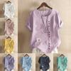 Women's Fashion Round Neck Short Sleeve T-shirt Casual Cotton Linen Graphic Shirt Leisure Loose Dandelion Prined Summer Blouse Tops