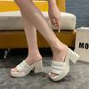 Cool Slippers Women's Waterproof Table Versatile One-word Drag Thick-soled Thick-heeled High Heels