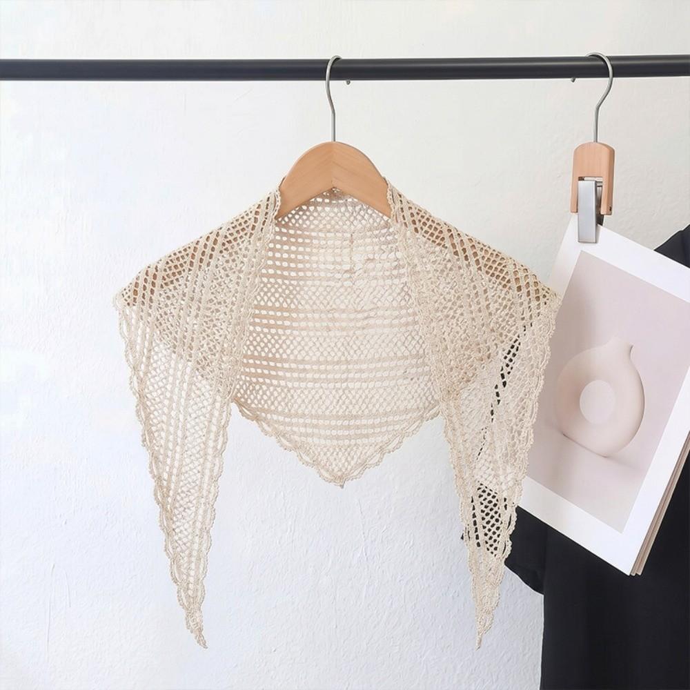 Solid Color Triangle Wrap Hollow Out Lady Shawl Flower Fashion Lace Scarf Women