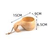 Finland Kuksa Rubber Wood Water Cup Portable Coffee Mug with Handle Cowhide Rope Hook Juice Milk Beer Tea Cup Outdoor Drinkware