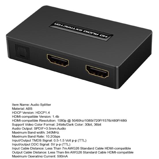 Audio Converter High Audio Modes Switching Resolution Three Plug Play HDMI-compatible 1080P 4K