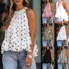 European & American Summer Printed Halter Neck Adjustable Lace-Up Vest 2023