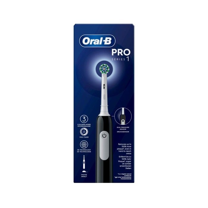 Electric Toothbrush - ORAL-B - Pro 1 Cross Action - Black - Portable - Soft