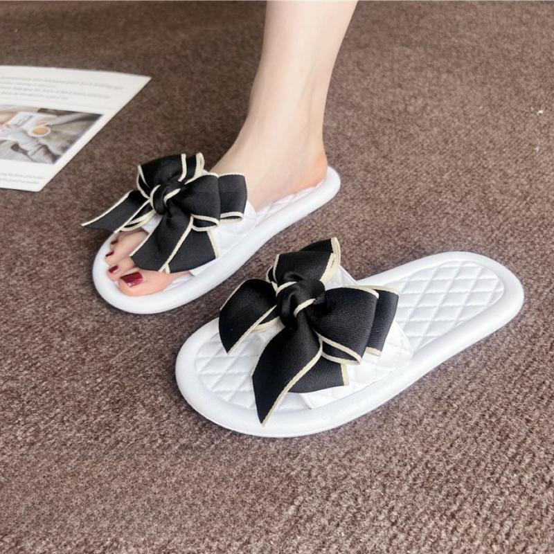 WTEMPO Тапочки с галстуком-бабочкой для женских студенческих общежитий, противоскользящие мягкие подошвы в сказочном стиле, удобные и универсальные элегантные повседневные тапочки