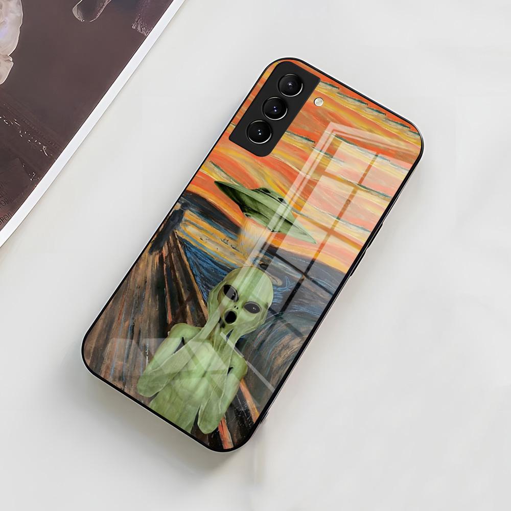Смешной Космический НЛО Инопланетная Штука Чехол для Телефона Для Samsung A56 A36 A26 A16 A15 A25 A35 A55 A14 A34 A24 A54 Стеклянный Чехол