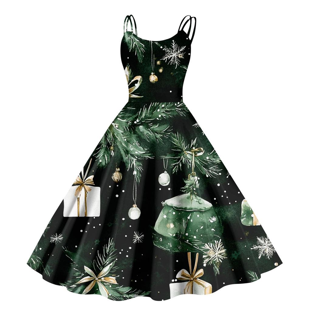 Women's Christmas Snowflake Print Sexy Slim Off Shoulder Punk Retro Dress