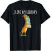 Funny Book Reading Giraffe I Love My Library T-Shirt