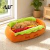 Non Slip Dog Bed for Tile Floors Hot Bed, Cute Cozy Snuggle Removable Washable Pad, Funny Durable Pet Furniture Home Bun Plush Small Dogs Cats