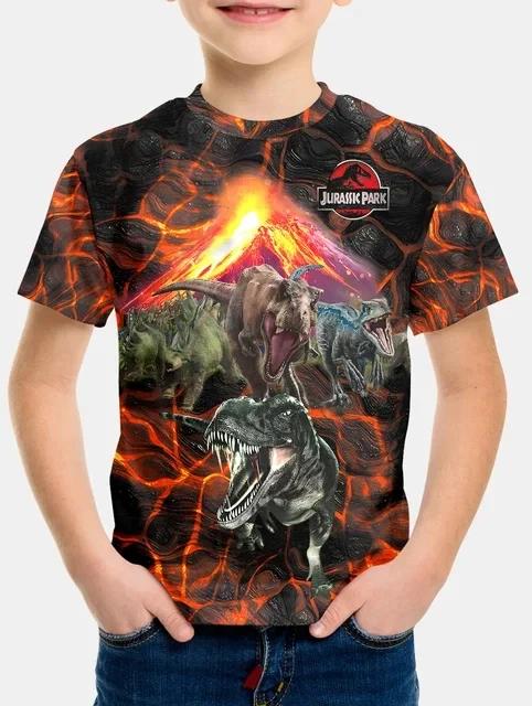 Kids Boys T-shirt Cool Jurassic World Dinosaur T Shirt Boy Clothes Summer Short Sleeve Tee Shirts Children Clothing Girls Tops