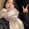 Xiao Tangdou Thickened Plaid Cashmere-Feel Scarf Shawl for Women - Korean Style