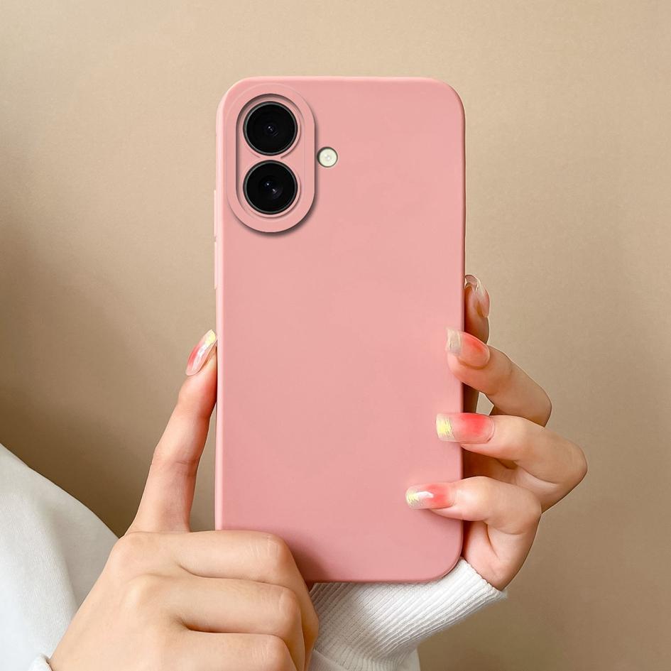 Чехол для Apple iPhone 16 Pro Max 16plus, однотонный узор, эстетичный стиль, жидкий силиконовый противоскользящий протектор экрана для iPhone, чехол-бампер Capas