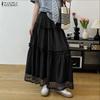 ZANZEA Женские повседневные свободные летние длинные юбки с эластичной резинкой на талии