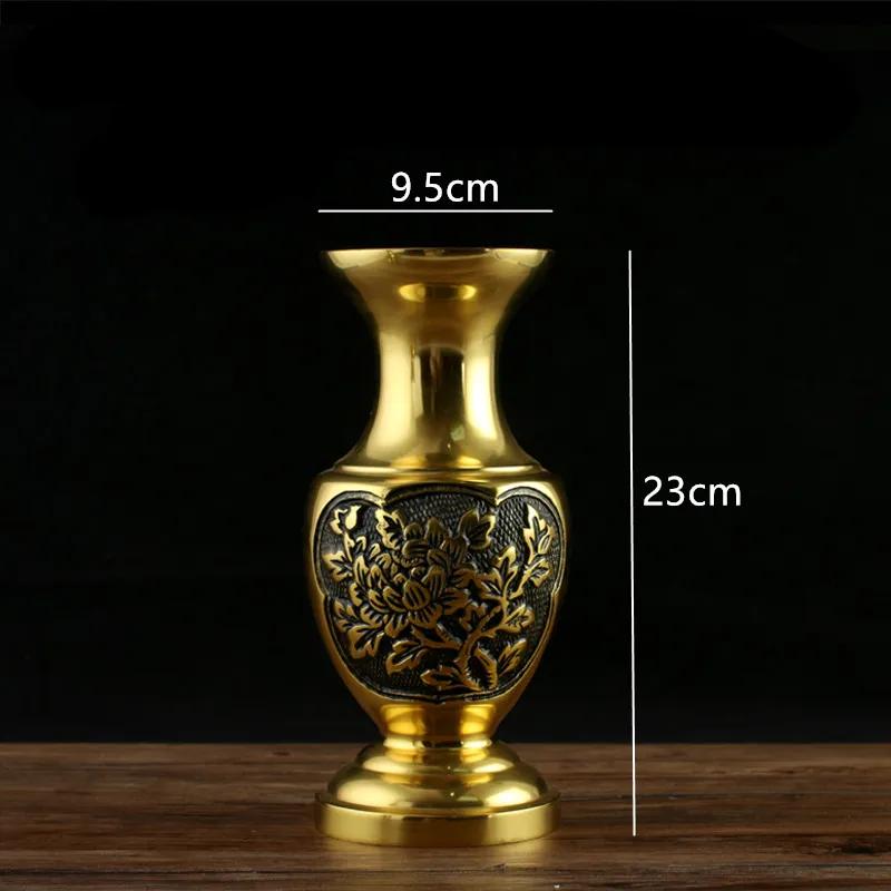 Antique Copper Vases Decoration Buddhism Holy Water Bottle Home Feng Shui Vase Ornaments Buddha Hall Worship Supplies Crafts