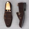New Men's Pointed Toe Suede Leather Flats Shoes Male Designer Monk Strap Loafter Homecoming Wedding Dress Footwear