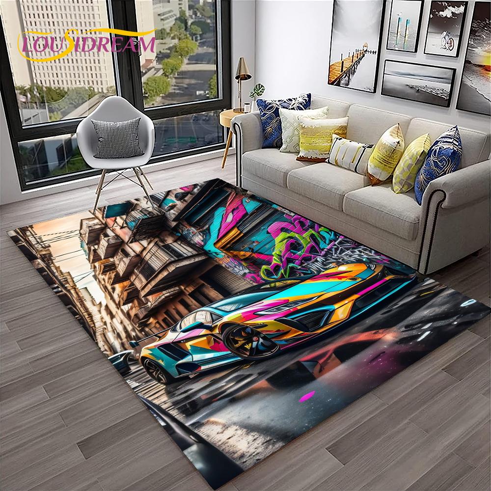 Racing Car Shaped Kids Play Rug Non Slip Floor Mat For Living Room Bedroom Sofa Decor Area Carpet