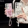 Алмазный Чехол Для Samsung Galaxy S26 Ultra S22 S23 S24 FE S25 Plus A17 Прозрачный Браслет-Цепочка С Бабочкой Блестящий Ремешок Чехол