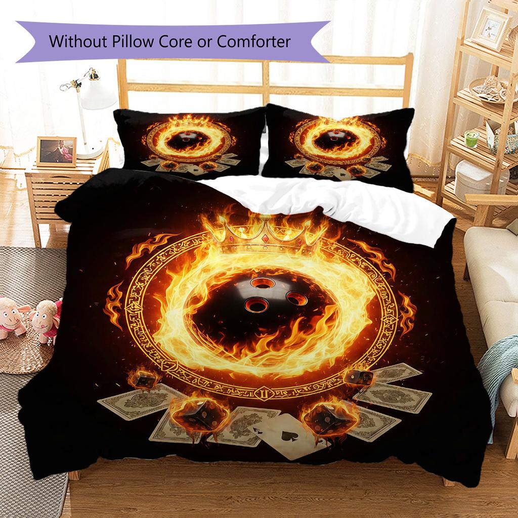 Burning ball Pattern Bedding Quilt Set Quilt Cover Pillowcase Home Decoration Birthday Gift (1 * duvet cover + 2 * pillowcase, without core)