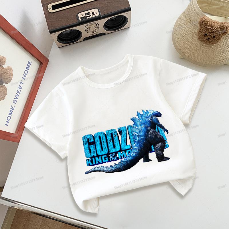 Godzillas Tshirt Round Neck Short Sleeve Sportwear Fashion Summer Boys Girls Clothes Birthday Tops Hip Hop Outdoor Wear Gifts