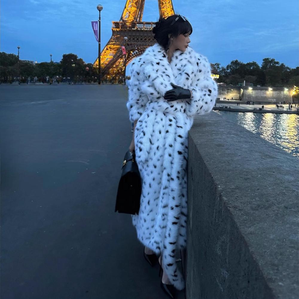 Зимняя новая женская одежда костюм воротник лисьего меха имитация пальто удлиненный свободный тренчкот