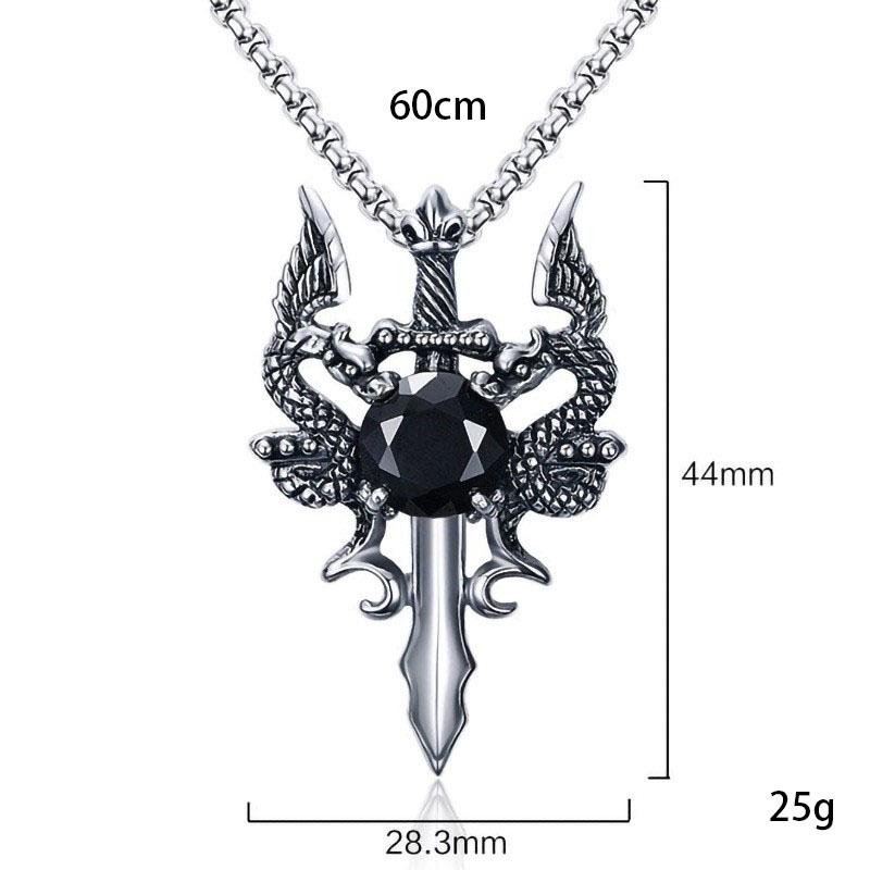 2024 Ожерелье с двойным драконом и рубиновым крестом - Персонализированная подвеска из нержавеющей стали для мужчин и женщин