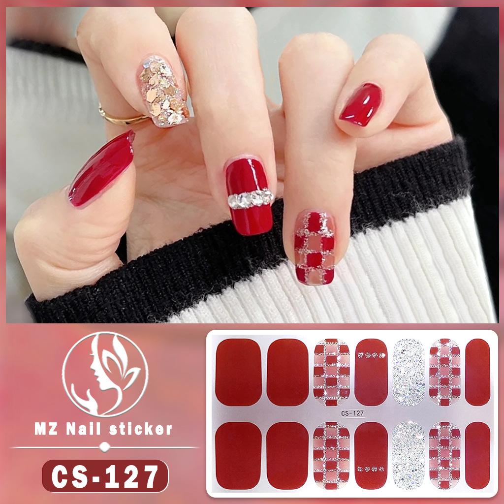 CS Waterproof No-Cure Gel Nail Wraps, Full Cover Contrast Color Tiger Head Pattern Nail Stickers, Nail Patch Films
