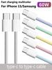 Цветной кабель USB-C на Type C для Apple iPhone 16 15 с быстрой зарядкой PD для Huawei Xiaomi Samsung Type C плетеный кабель аксессуары