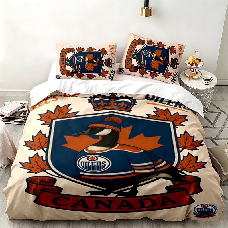 Набор Edmonton Oilers из 3 предметов Идеально подходит для спальни Удобный комплект постельного белья включает пододеяльник и две наволочки Идеальный подарок на день рождения или Рождество