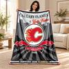 Calgary Flames Custom Name Fleece Blanket Personalized Soft Cozy Throw Blanket Customized Gift for Birthday Christmas