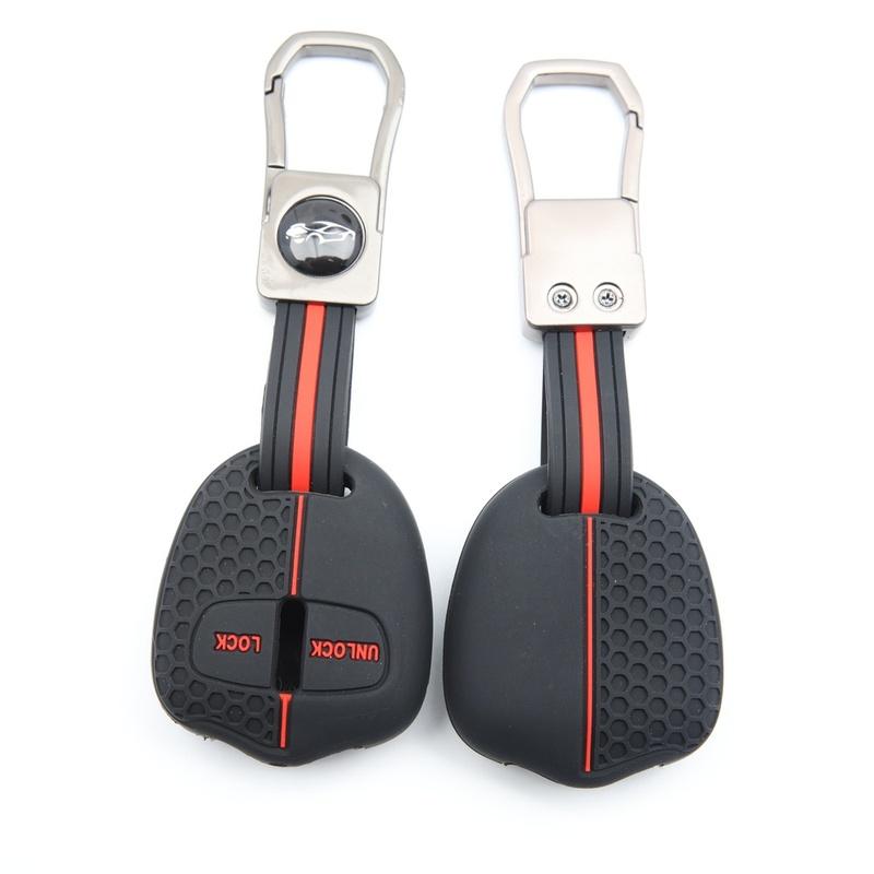 For Mitsubishi Silicone Key Fob Case Cover with keychain fit Mitsubishi Evolution Lancer EX Grandis Outlander Triton Pajero ASX