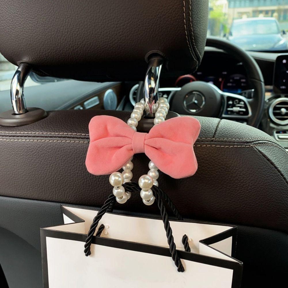 Elegant Bow Car Hook Bowknot Adorable Bow Knot Car Hook Pearl Car Organizer Clip Car Styling