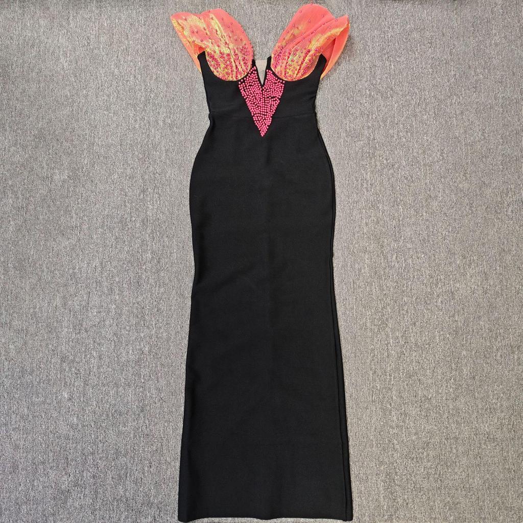 2025 Элегантное французское вечернее платье с бисером и жемчугом на бретелях-бинтах