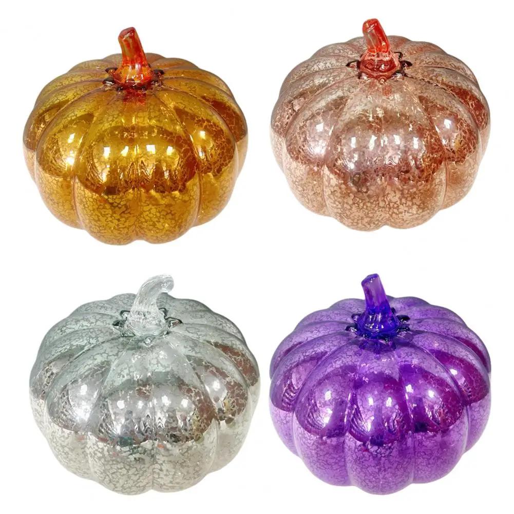 Автоматическая тыква-фонарь на батарейках, Хэллоуинское украшение, Стеклянный фонарь-тыква со светодиодами и умным таймером