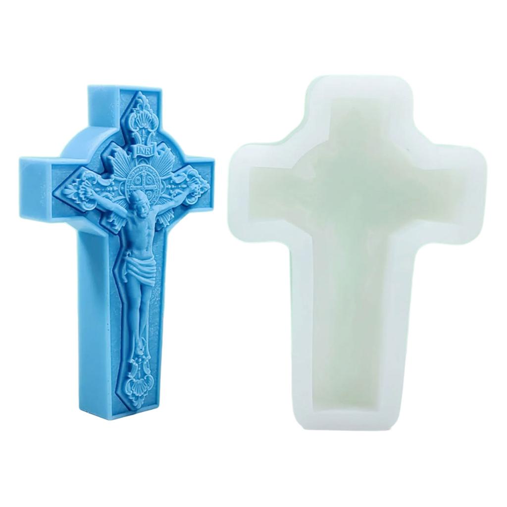 3D Virgin Candle Silicone Mold Cross Resin Molds DIY Aromatherapy Candle Making Gypsum Mold for Religious Enthusiasts