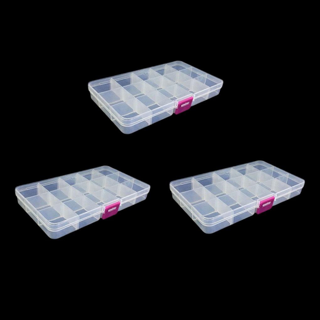 3pcs Fishing Tackle Box 15 Compartments Bait Lure Hook Case Supply Hooks Organizer Plastic Useful Large Capacity Gathering