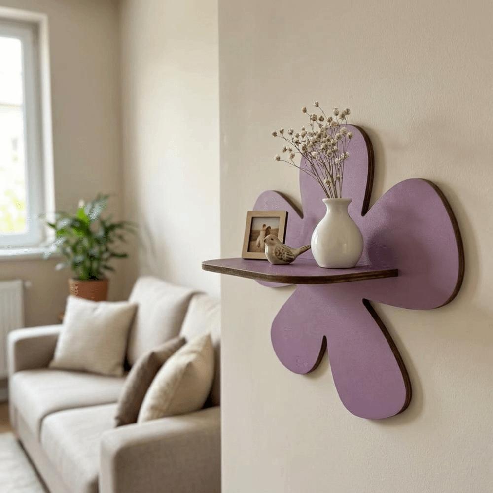 Wall-Mounted Flower Floating Wall Shelf Wooden Wall Hanging Shelf Modern Plant Shelf Office