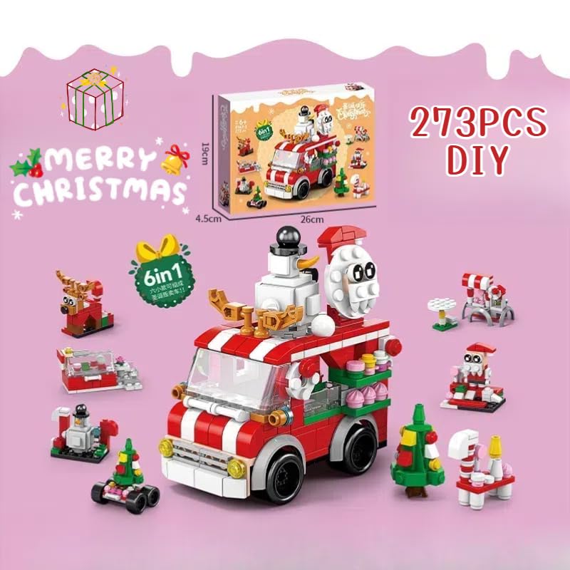 [2024 НОВЫЙ Рождественский Подарок] 273 детали сборочный блок DIY рождественская тема Санта-Клаус машина новогодняя елка 6 в 1 комплект украшения модель игрушки мальчик девочка Подарок