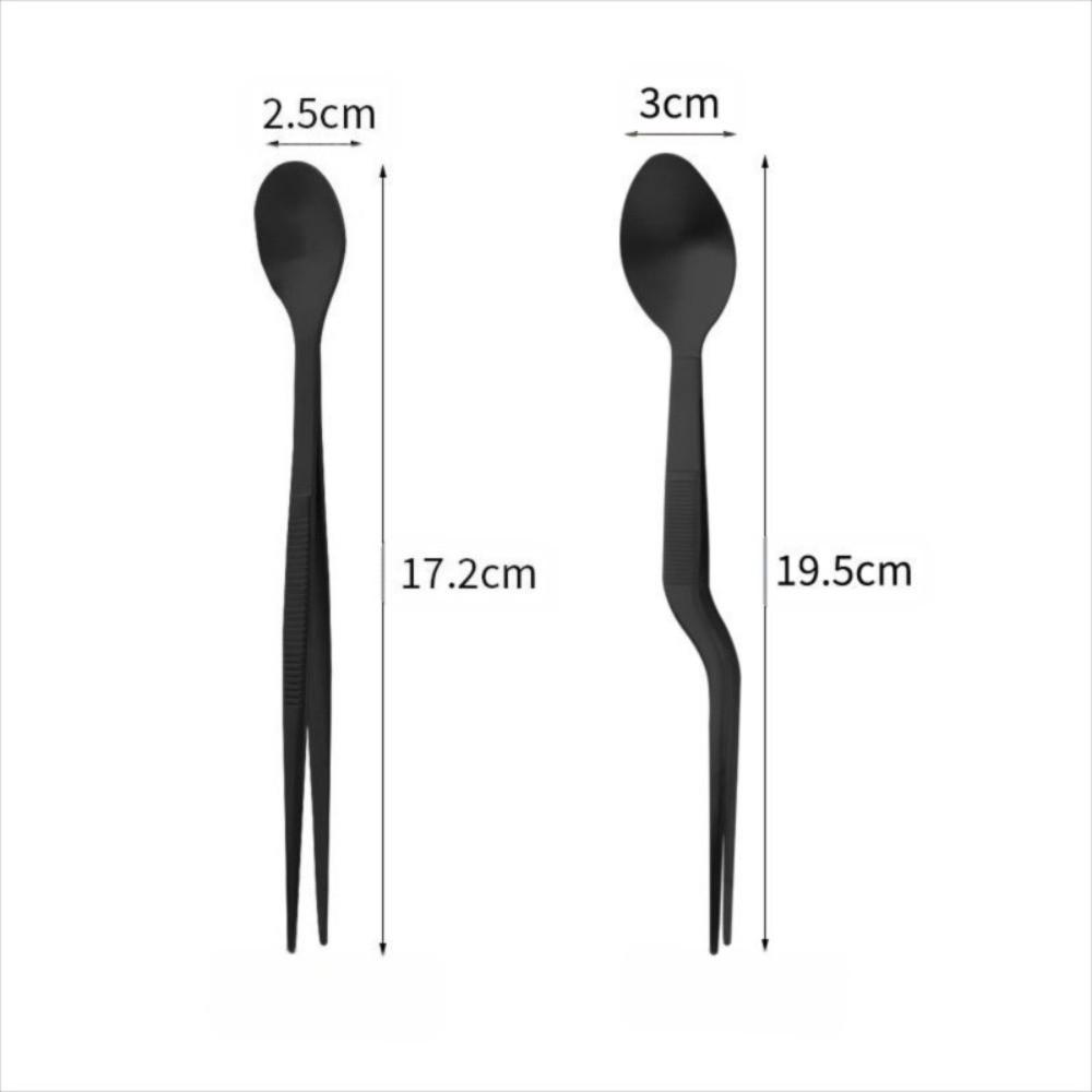 Multi-functional Sauce Spoon Portable Stainless Steel Food Tweezers 2in1 Design Flavor Test Spoon Tweezers Kitchen Utensil