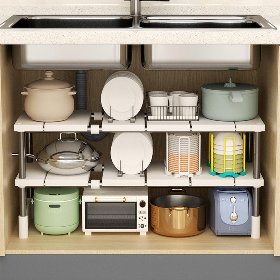 1 Расширяемая полка для хранения кухонной мойки из нержавеющей стали, многоуровневая многофункциональная внутренняя многоуровневая полка для хранения