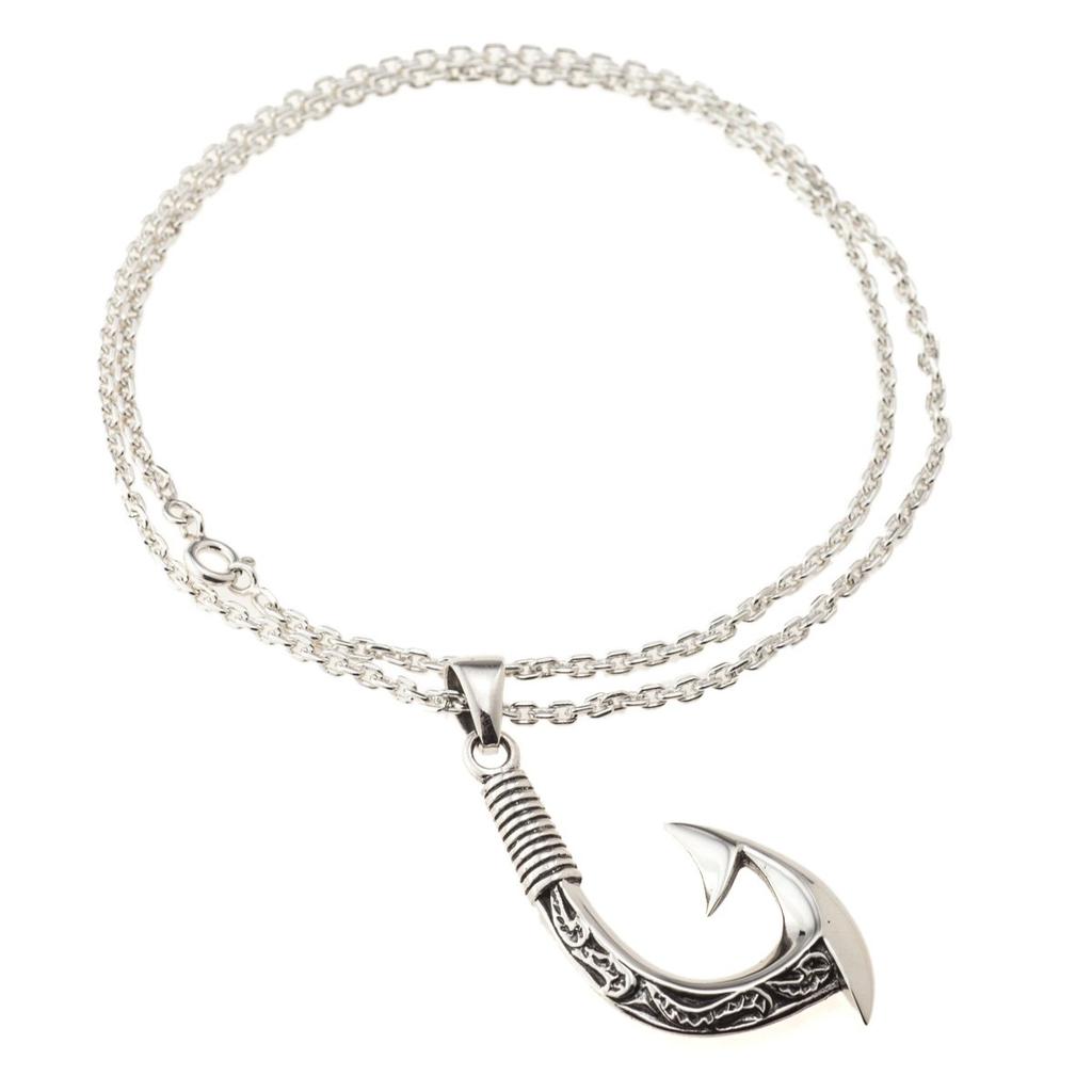 Гавайские украшения Кулон Рыболовный крючок Серебро 925 Проволочный кулон Волна Удача Рыболовный крючок [Ишики] Мужской [476svn]