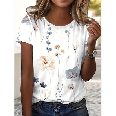 Плюс Размер Темперамент летняя футболка с короткими рукавами женская свободная футболка женская мода принт топ женский