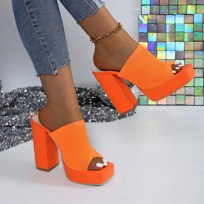 Квадратная головка платформы 13 см толстый высокий каблук тапочки для женщин сандалии одно слово вязаный открытый носок повседневная пляжная обувь для отдыха на открытом воздухе