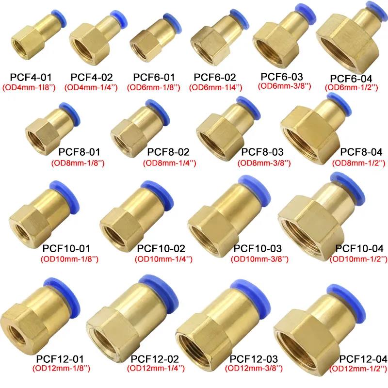 5Pcs PCF Pneumatic Quick Connector Air Fitting 4mm 6mm 8mm 10mm 12mm 1/8" 3/8" 1/2" 1/4" Female Thread Brass Hose Tube Pipe Engine Gaskets 6