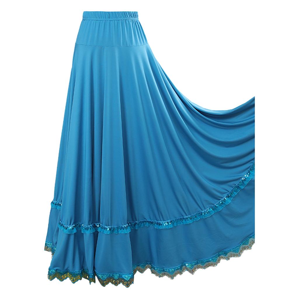 Элегантная юбка для выступлений для женщин: Легкий дизайн по всей окружности с эластичной талией и кружевной отделкой, идеально подходит для сцены и соревнований