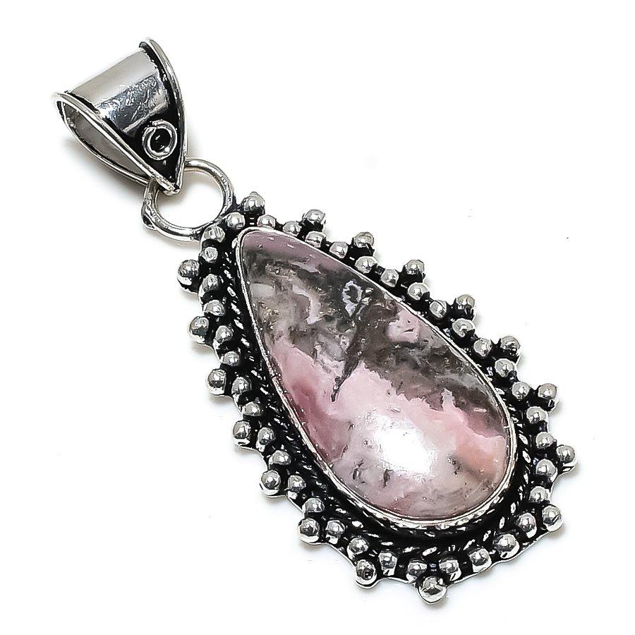 Родохрозит драгоценный камень ручная работа 925 стерлингового серебра ювелирное изделие кулон 2.36" K1B43