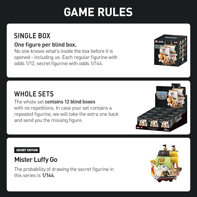 POP MART One Piece - Серия Grand Line Транспортные средства Фигурки в слепой коробке, Коллекционные игрушки Домашние украшения, Праздничные подарки на день рождения для мальчиков, Одна коробка