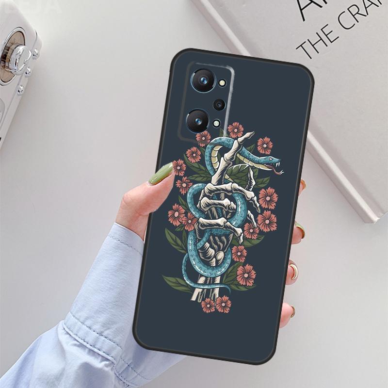 Hand Snake Flower For Realme GT 7 Pro GT 6T 6 5 C67 C61 C55 C53 C51 C21Y C25S C75 10 11 12 13 14 Pro Plus Case