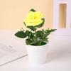 Искусственная Роза в Горшке Настольная Искусственная Роза Бонсай Многоразовая Искусственная Роза в Цветочном Горшке для Домашнего Офисного Декора Реквизит для Фотографии